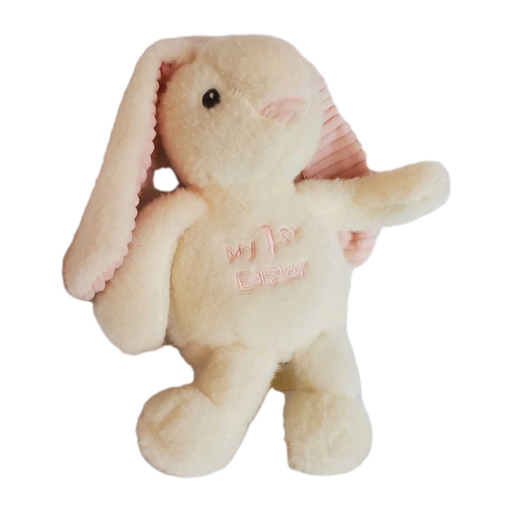 MTY "My 1st Easter" Bunny White and Pink Plush Stuffed Animal‎ with Rattle
